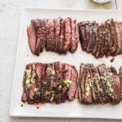 Pan Seared Flank Steak with Flavored Butters